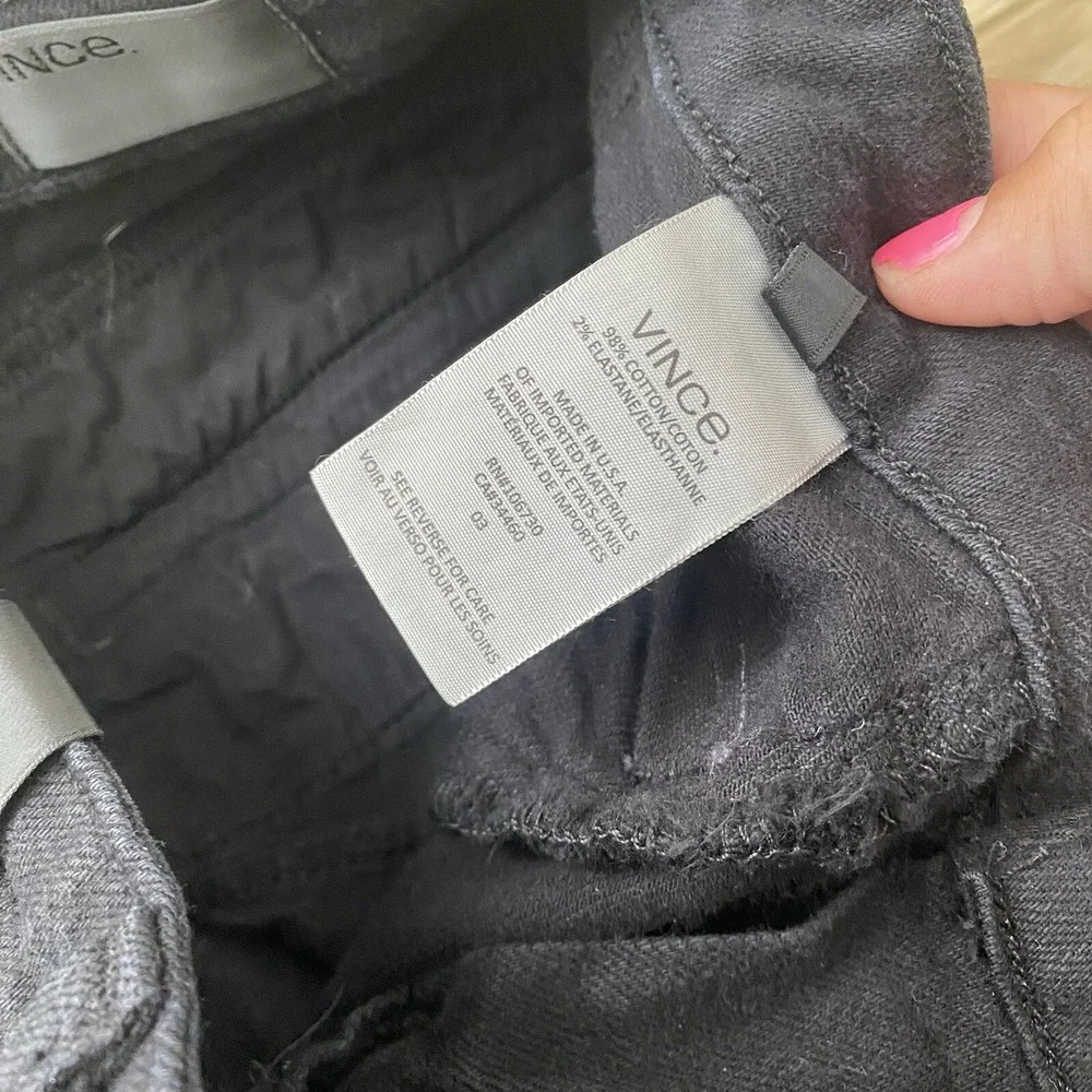 Vince Sz 25 Black Cargo Skinny Jeans Denim Zip Cotton Elastane Women Pockets USA